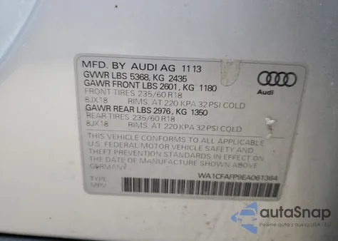 2014 Audi Q5 Premium from USA, damaged, VIN WA1CFAFP9EA061364